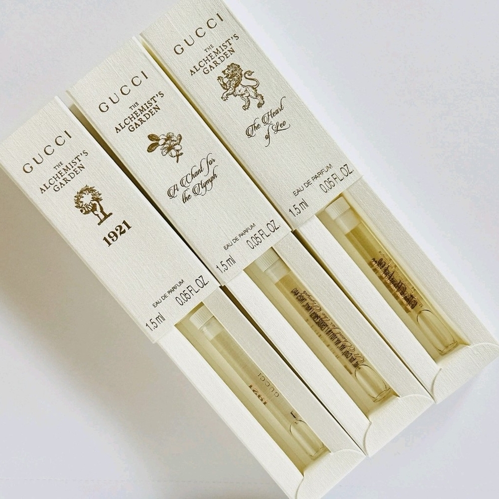 GUCCI The Alchemist’s Garden Luxury EDP Sample Set 3×1.5ml Rare Niche Scents NIB - Picture 3 of 4